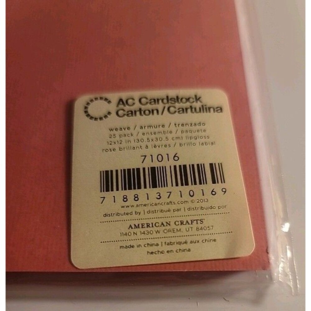 American Crafts Weave Textured Cardstock 12"X12"- Rose Brilliant - 25 Pack